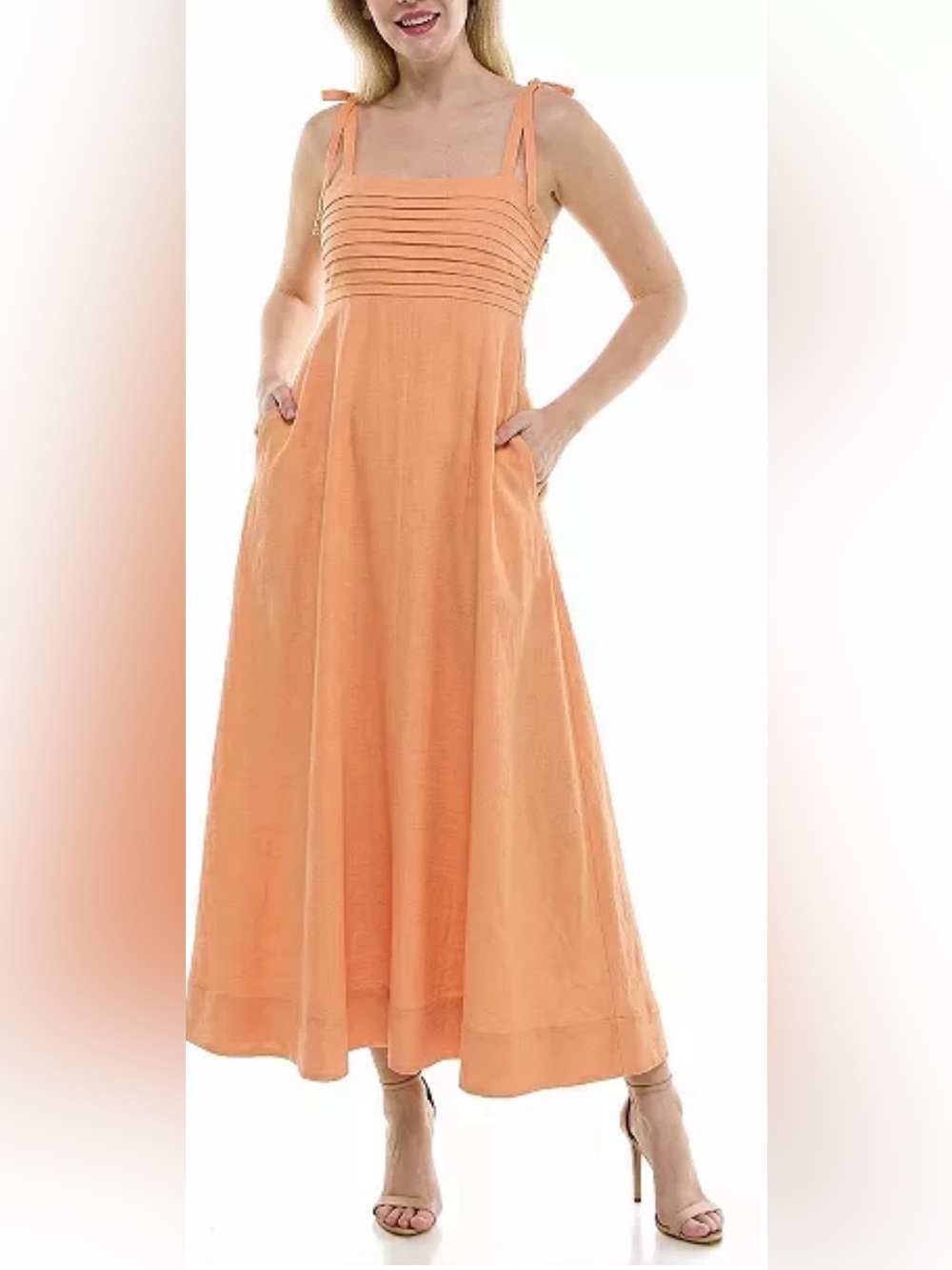 Taylor Pleated Square Neck A-Line Dress